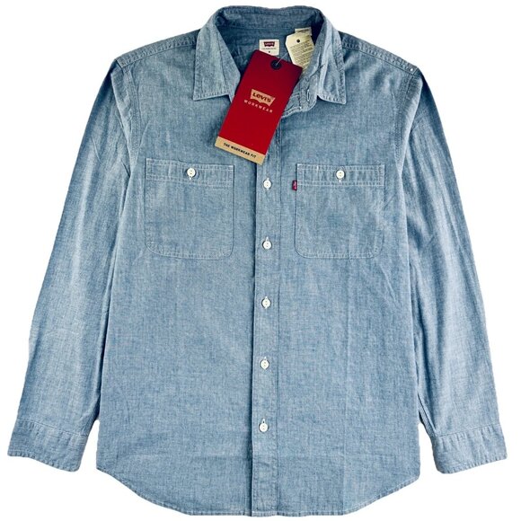 Levi’s Workwear Chambray Worker Shirt Men’s M Light Wash Indigo Blue Relaxed Fit - Picture 1 of 14